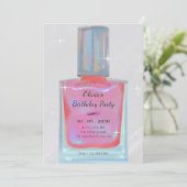 Invitation Anniversaire rose glamor vernis (Debout devant)