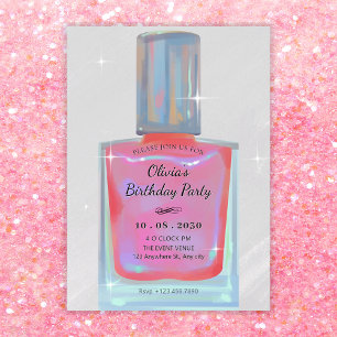 Invitation Anniversaire rose glamor vernis