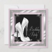 Invitation Anniversaire rose haut talon (Devant)