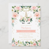Invitation Anniversaire rose licorne fille (Devant)