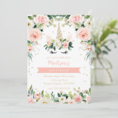 Invitation Anniversaire rose licorne fille (Debout devant)