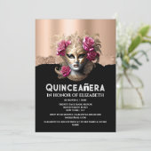 Invitation Anniversaire rose mascarade filles quinceañera (Debout devant)