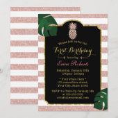 Invitation Anniversaire rose Or Anniversaire moderne Grandes  (Devant / Derrière)