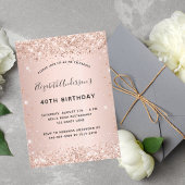 Invitation Anniversaire rose or blush parties scintillant gla