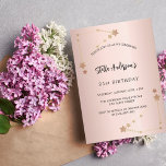 Invitation Anniversaire rose or Capricorn constellation d'éto<br><div class="desc">Pour une soirée d'anniversaire élégante de 21e (ou tout âge). Un arrière - plan rose à gradient or. Décoré d'étoiles et de la constellation d'étoiles Capricon. Personnalisez et ajoutez un nom,  des détails du parti. Le nom est écrit avec un script de style manuscrit</div>