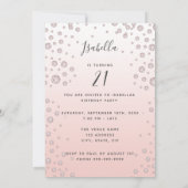 Invitation Anniversaire rose or photo diamants glam (Dos)