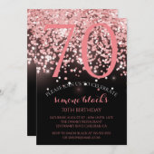 Invitation Anniversaire rose or rose parties scintillant glam (Devant / Derrière)
