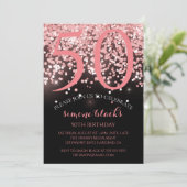 Invitation Anniversaire rose or rose parties scintillant glam (Debout devant)
