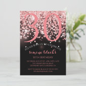 Invitation Anniversaire rose or rose parties scintillant glam (Debout devant)