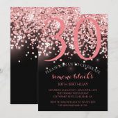 Invitation Anniversaire rose or rose parties scintillant glam (Devant / Derrière)