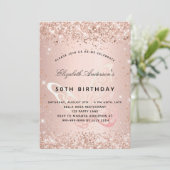 Invitation Anniversaire rose or rousse papillon luxe (Debout devant)
