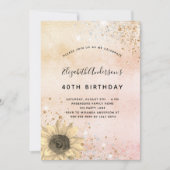 Invitation Anniversaire rose or rustique tournesol parties sc (Devant)