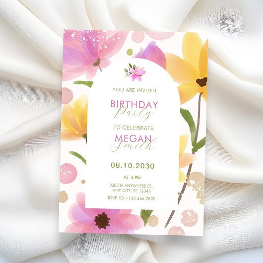 Invitation Anniversaire rose pastel