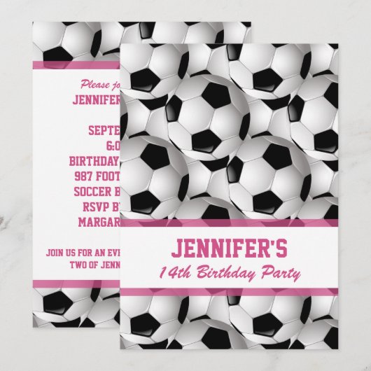 Invitation Anniversaire rose personnalisé du motif v3 de (Devant / Derrière)