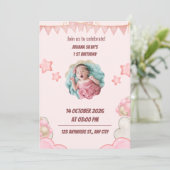 Invitation Anniversaire Rose pour Enfants (Debout devant)
