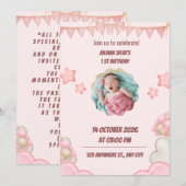 Invitation Anniversaire Rose pour Enfants (Devant / Derrière)