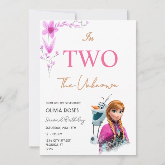 Invitation Anniversaire rose pour enfants (Devant)