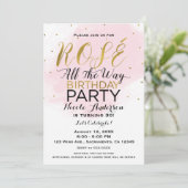 Invitation Anniversaire Rosé Pour Toujours Fête Rose & Or (Debout devant)