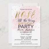 Invitation Anniversaire Rosé Pour Toujours Rose Et Or (Devant)