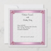 Invitation Anniversaire Rose rose Damask Argent Image (Dos)
