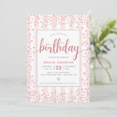 Invitation Anniversaire rose rose rose rose parties scintilla (Debout devant)