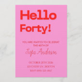 Invitation anniversaire rose rouge moderne gras (Devant)