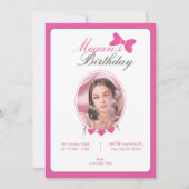 Invitation Anniversaire rose ruban (Devant)