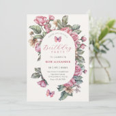 Invitation Anniversaire rose rustique rose (Debout devant)