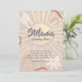 Invitation Anniversaire rose soleil mignon (Debout devant)