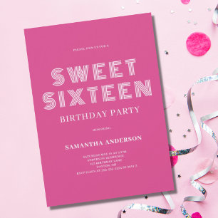 Invitation Anniversaire rose sweet sixteen