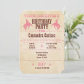 Invitation Anniversaire rose Vintage (Debout devant)