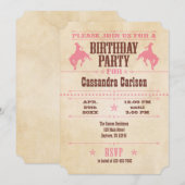 Invitation Anniversaire rose Vintage (Devant / Derrière)