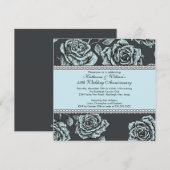 Invitation Anniversaire Rose Vintage Noir Bleu (Devant / Derrière)