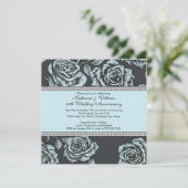 Invitation Anniversaire Rose Vintage Noir Bleu (Debout devant)