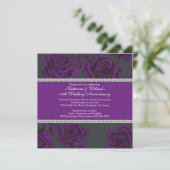 Invitation Anniversaire Rose Vintage Noir Violet (Debout devant)