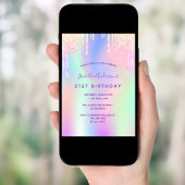 Invitation Anniversaire rose violet holoparty fille