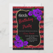 Invitation Anniversaire Rouge Black Stripes Parties scintilla (Devant)