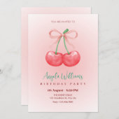 Invitation Anniversaire rouge cerisier (Devant / Derrière)