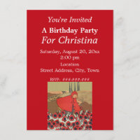 Anniversaire Rouge équitation Hood cueillette Fleu