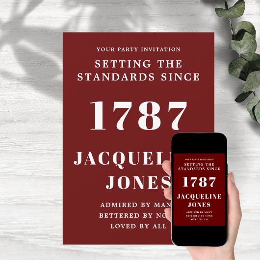 Invitation Anniversaire Rouge Et Blanc