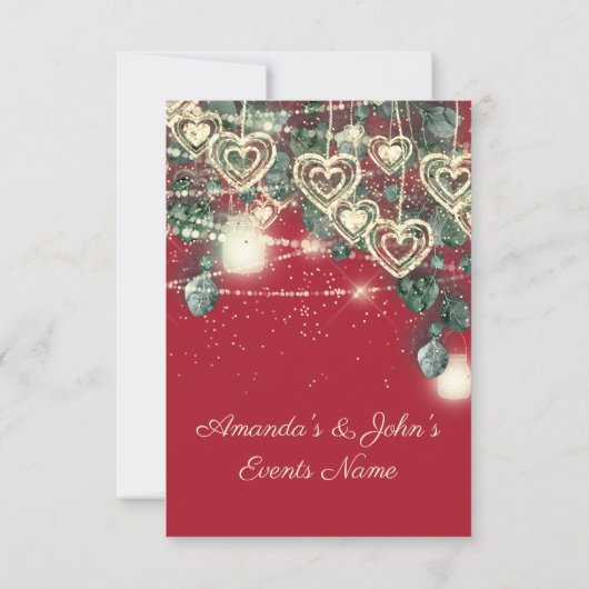 Invitation Anniversaire rouge mariage en bois rustique (Dos)