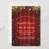 Invitation Anniversaire rouge or scintillant cinéma théâtre g (Devant)