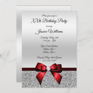 Invitation Anniversaire rouge romantique de parties