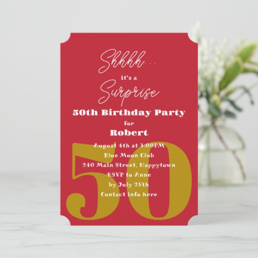 Invitation Anniversaire Rouge Surprise (Debout devant)