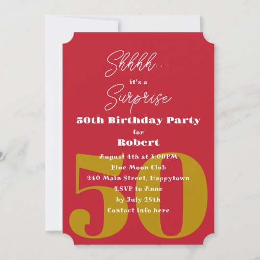 Invitation Anniversaire Rouge Surprise (Devant)