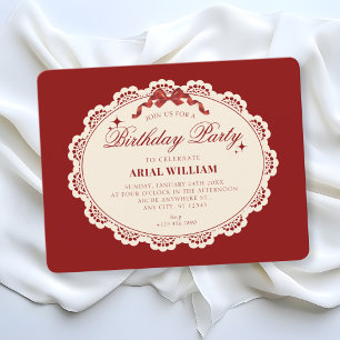 Invitation Anniversaire rouge vintage