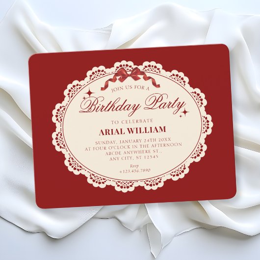 Invitation Anniversaire rouge vintage