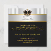Invitation Anniversaire Royal Black White Gold Prince King (Dos)