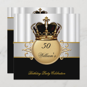 Invitation Anniversaire Royal Black White Gold Prince King