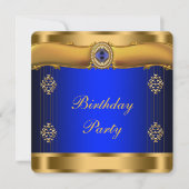 Invitation Anniversaire royal bleu et or (Devant)